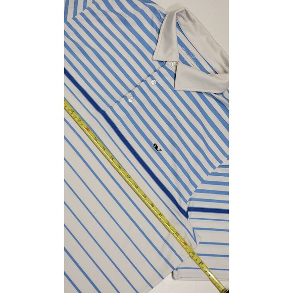 Vineyard Vines Blue Striped Golf Polo Shirt Men's XL‎ Polyester Spandex Blend - Picture 2 of 5